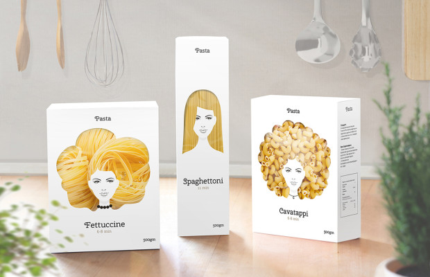  Un creativo packaging convierte la pasta en cabello
